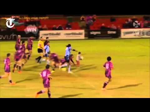 Four-year-old scores try at rugby game