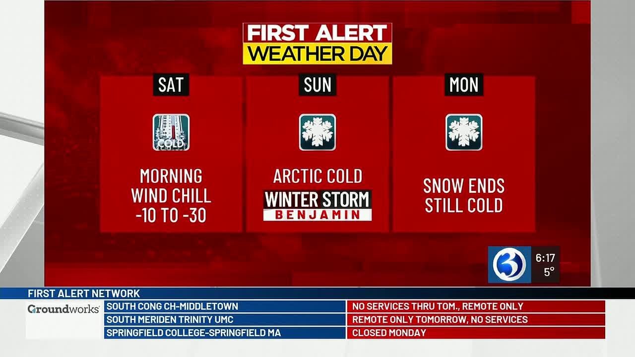 First Alert Weather Days for Arctic cold and Winter Storm Benjamin ...