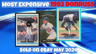1992 Donruss Most Expensive eBay Sales Baseball Cards - May 2024