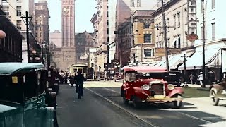 Toronto, Canada 1920s in color [60fps, Remastered] w/sound design added