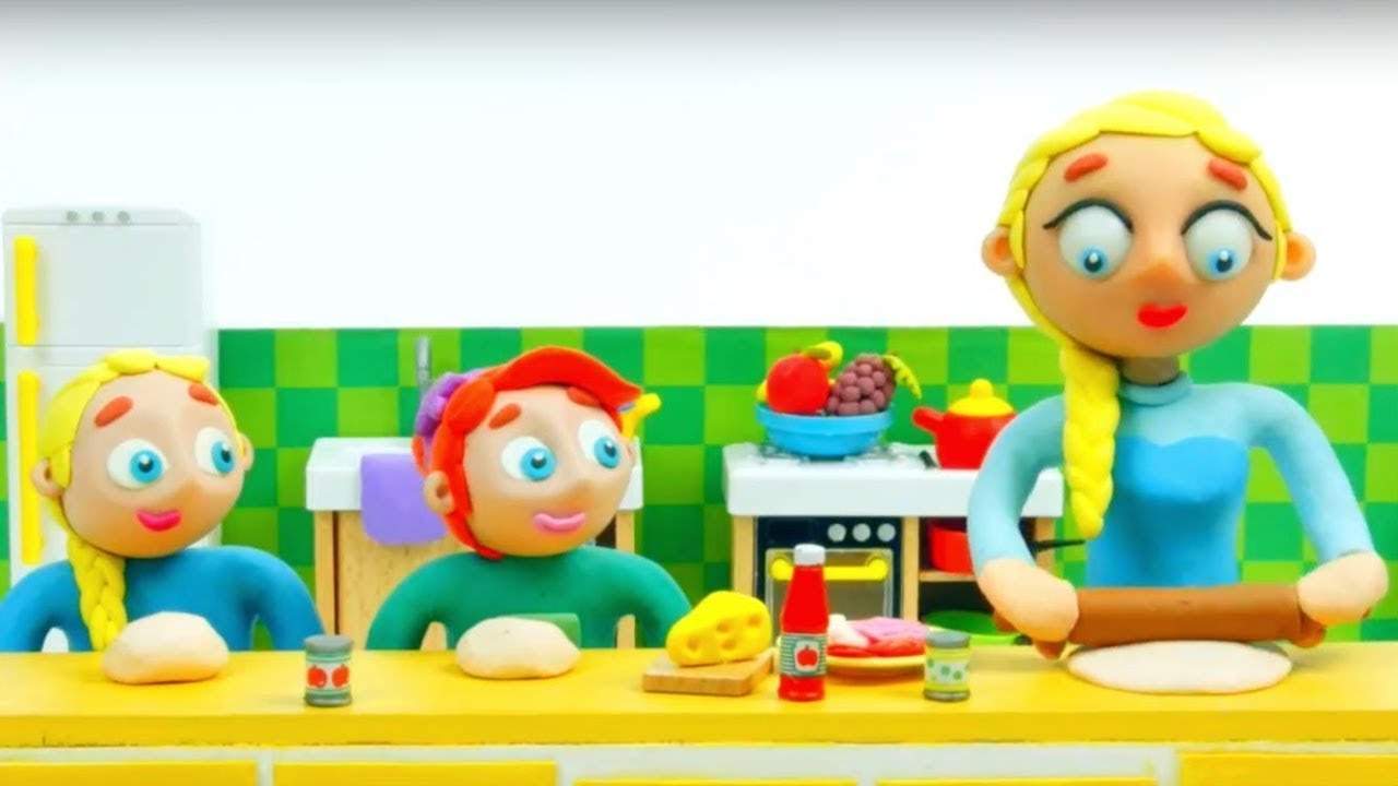 dibujos animados de los 90 FUNNY KIDS COOK PIZZA ❤ Play Doh Cartoons