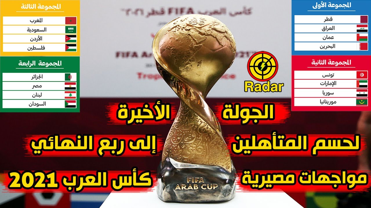 روديو ارتفاع الإختراق  فرص المنتخبات العربية في الجولة الأخيرة للتأهل من مجموعات كأس العرب 2021  إلى ربع النهائي - YouTube