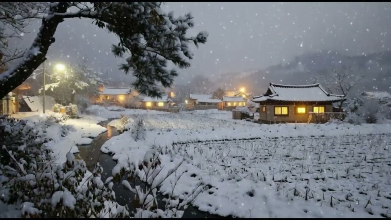 눈 내리는 시골  잠잘 때 듣는 음악 불면증 수면 유도 ( 10시간 )