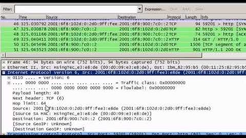 Examples of IPv6 headers in Wireshark
