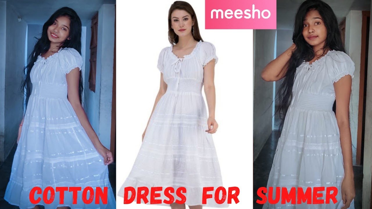 Women One Piece Dress Midi Dress Cotton Frock One Piece Dress Under 500 Meesho White Cotton Dress Youtube