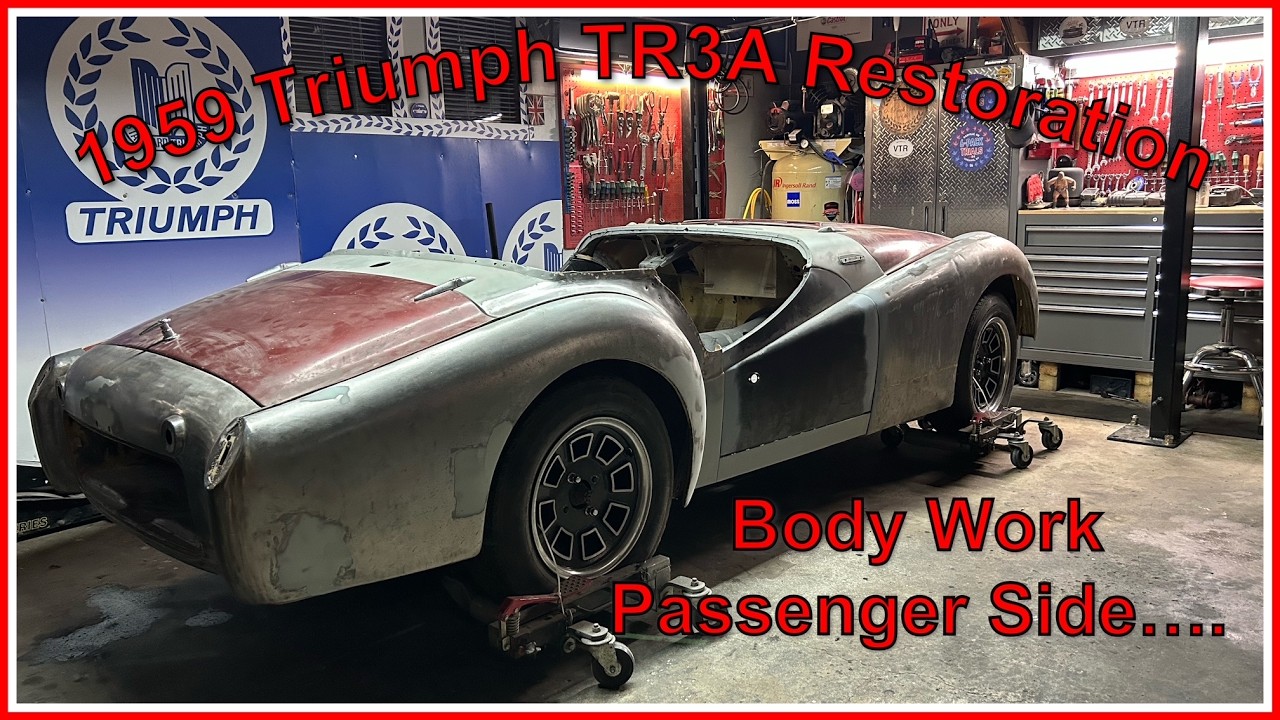 1959 TriumphTR3A Restoration, Body Work, Passenger Side.