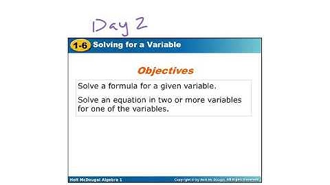 Intermediate Algebra 1.6 Day 2 Solving for a Variable Notes