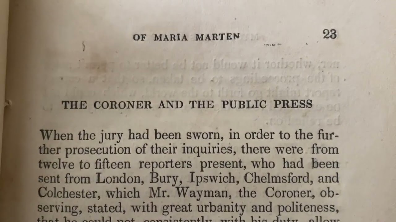 The mysterious murder of Maria Marten in the red barn part 6 coroners inquest