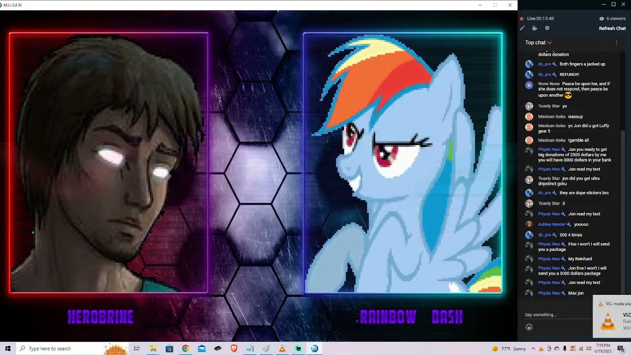 MUGEN tournaments with Chat  (tiktok/youtube stream)