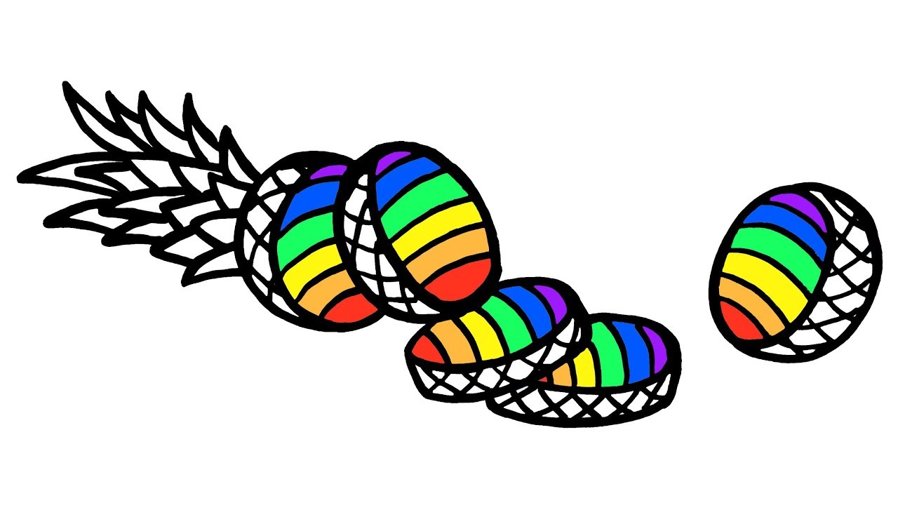 How to Draw Rainbow Pineapple for Kids Coloring Book | Drawing for kids ...