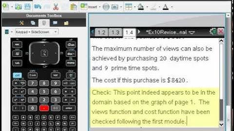 Homework Solutions 2.4.4a: Applications: Optimization of an f(x,y), Integer Programming; TI Nspire
