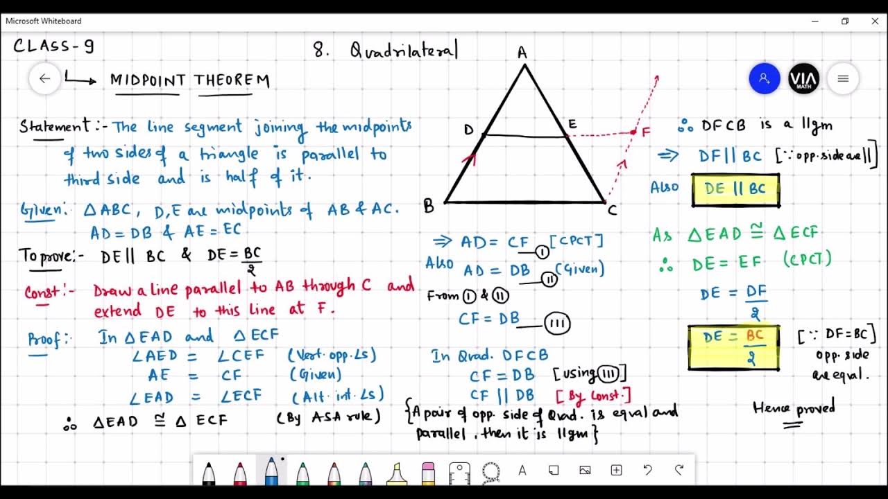 Quadrilaterals midpoint theorem class 9 viamath youtube