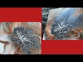 #044 Fluid Art Paint Bloom with silver and bronze, great metallic look- Airbrush Swipe Pouring Paint