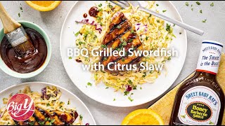 BBQ Grilled Swordfish with Citrus Slaw Recipe