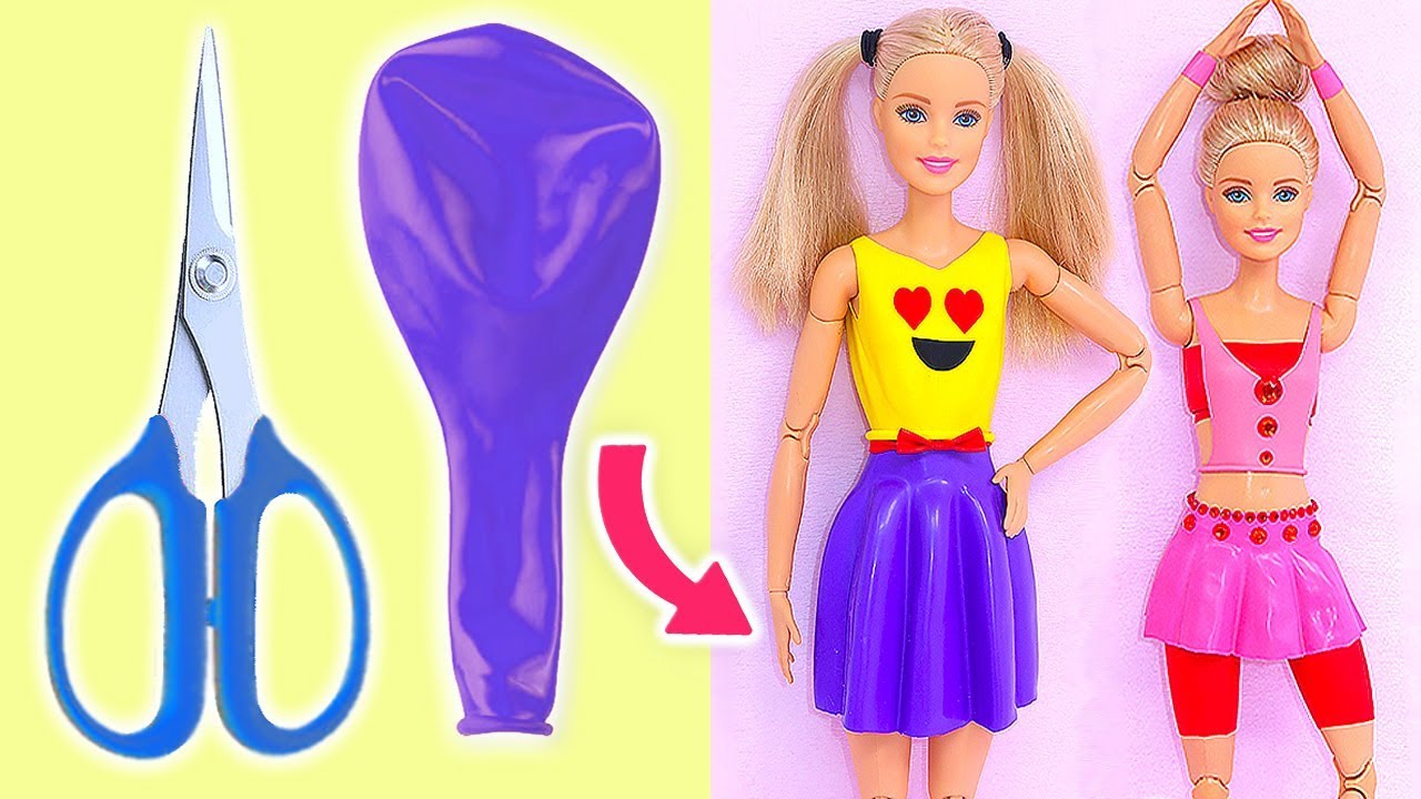 DIY Barbie Dresses With Balloons Easy No Sew Clothes For Barbies BARBIE DOLL HACKS YouTube