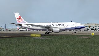 Approach and landing in Taoyuan International Airport (RCTP), Taipei City, Airbus A300