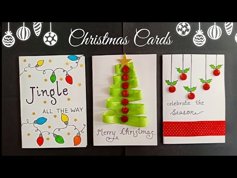 3 Christmas Cards /Handmade Cute Christmas Greeting Cards/Christmas Card Making Ideas