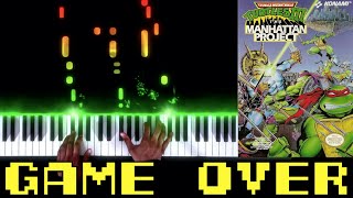 TMNT III: The Manhattan Project (NES) - Game Over - Piano|Synthesia