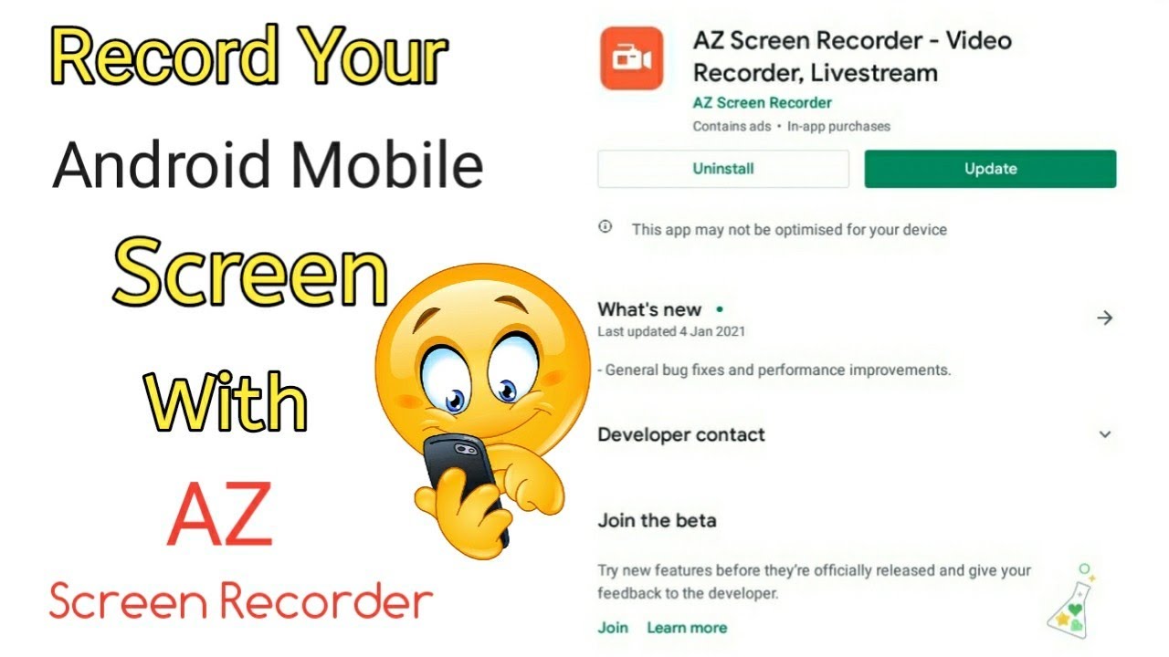 How To Record Your Android Mobile Screen With Az Screen Recorder Youtube