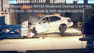2000-2001 Nissan Altima NHTSA Moderate Overlap Crash Test (60 Km/h - Female / Male Occupants)