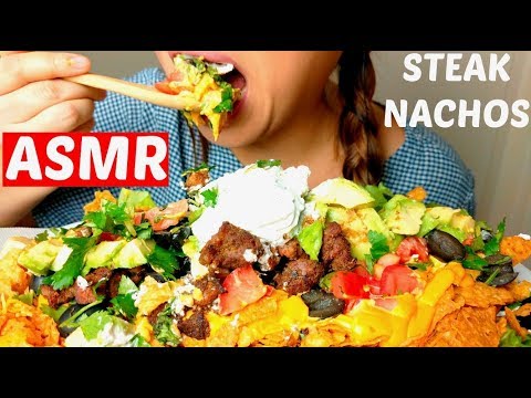 *BIG BITES* ASMR CHEESY Steak NACHOS w/ 🥑🥑🥑🥑🥑먹방 Mexican Fiesta *No Talking* Eating Sounds