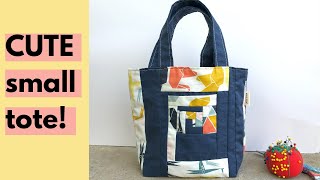How to sew a small tote. EASY quilted bag from scraps.