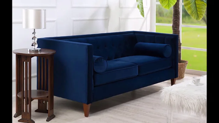 Jennifer Taylor Jack Tuxedo Sofa Couch Navy Blue For Living Room Den Office