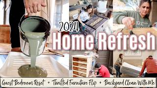 2024 HOUSE PROJECTS :: Guest Bedroom Reset, Thrifted Furniture Flip + Backyard Clean With Me