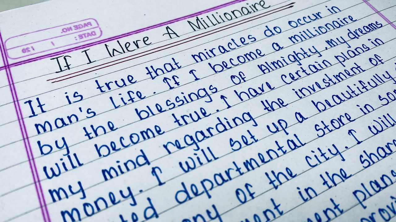 essay on if i were a millionaire for class 6