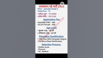 Rajasthan New Vacancy 2025 | Jamadar Grade 2 Vacancy 2025 | Jamadar Grade 2 Notification #rssb #feed