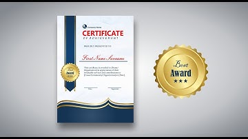 Portrait Navy Blue & Gold Certificate & Badge Design in CorelDRAW | Step-by-Step Beginners Tutorial
