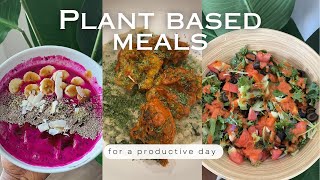 Productive Plant Based What I Eat in a Day | smoothie bowl, curry buffalo cauliflower wings