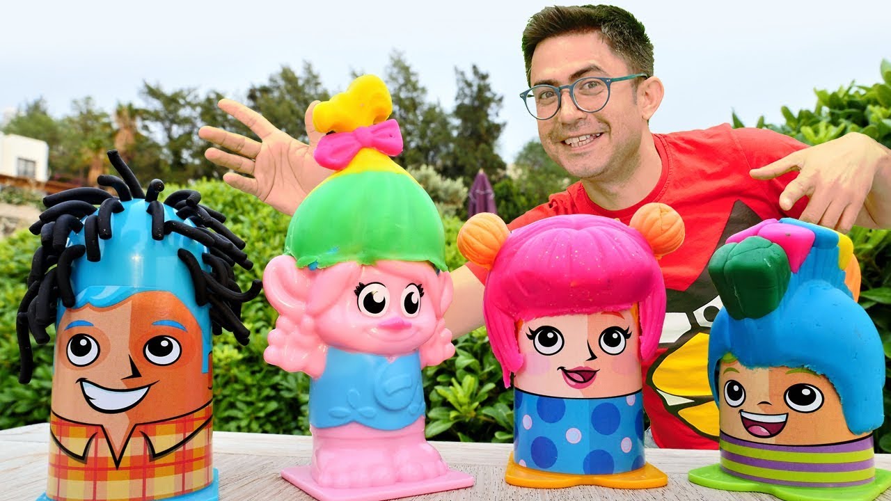 Play Doh çılgın saçlar yapıyoruz! Poppy ilk müşterimiz