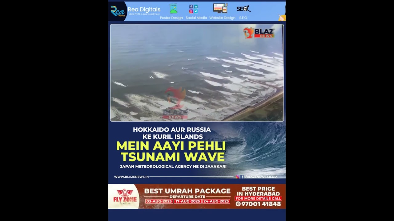 First tsunami wave was also record in Severo-Kurilsk, the main town of the Kuril Island in Russia