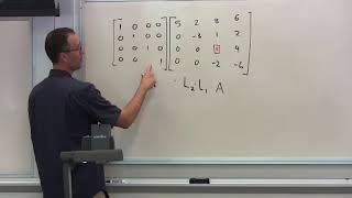 Applied Linear Algebra, Lesson 15, Video 16: 4-by-4 LU Factorization Pivot 3