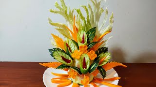 It is a beautiful art decorated with vegetables.