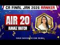 CA Final Jan 2026 Result | CA Final Topper Interview 🥳 | Charu Modi AIR 20 | CA Success Story