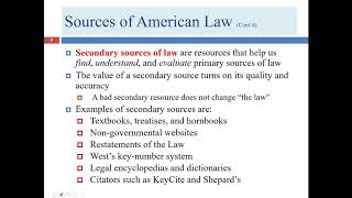 Lecture 1 for Module 2 (An Overview of the U.S. Legal System...) (LGLA 1323) (8.24.2020)