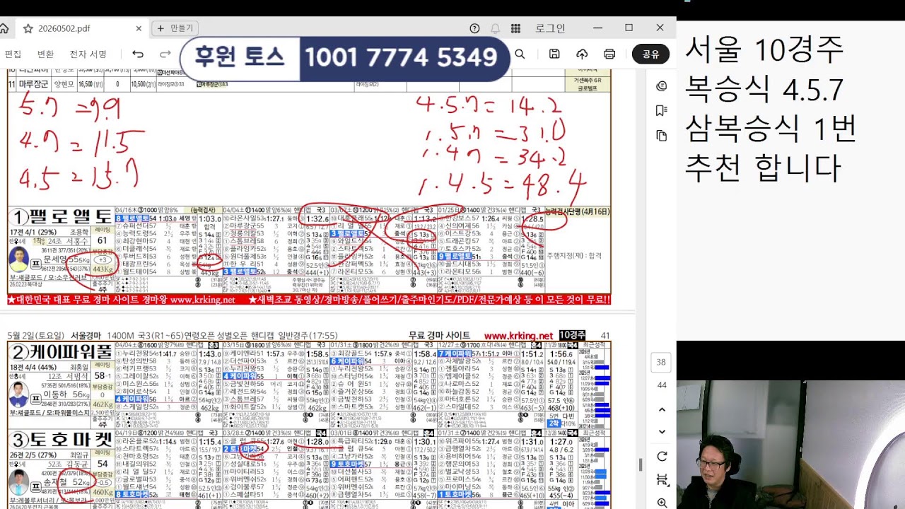 5월 2일 토요일 서울,제주 경마예상 방송 고배당 적중을 향하여~