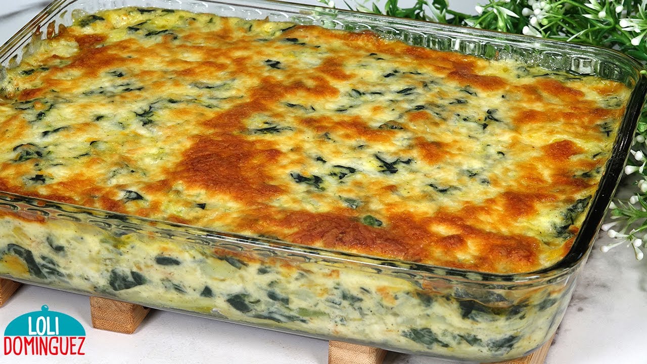 PATATAS Y ESPINACAS CON BECHAMEL. Cremosa y suculenta receta, que es muy fácil de hacer y económica