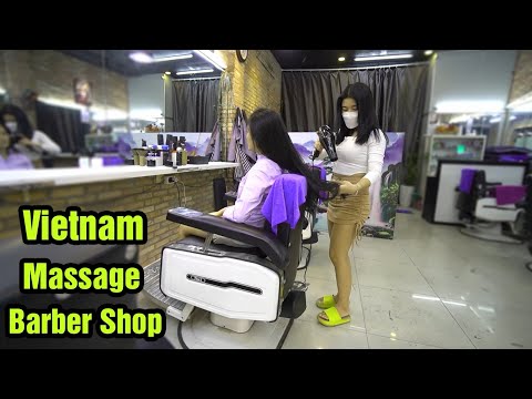 Vietnam Massage Street Barber Shop Face Massage ASMR , Wash Hair with Beautiful Girl 2021 | Street Food And Travel