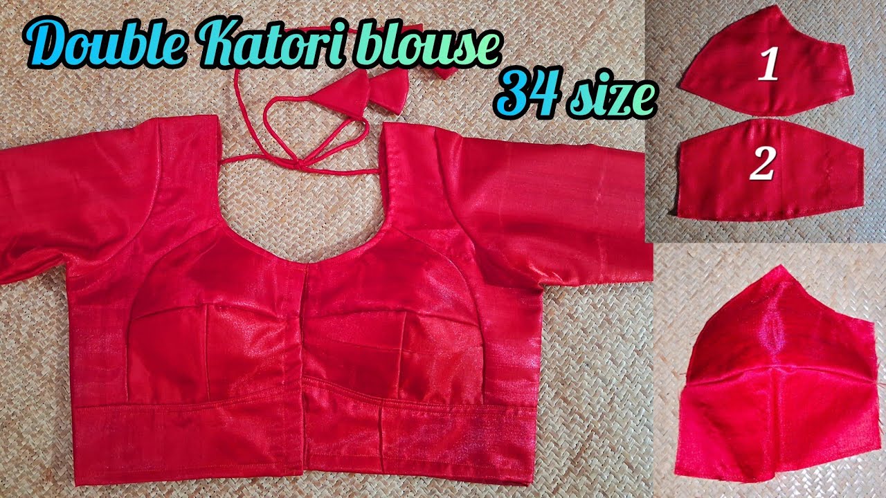 34 size double Katori blouse cutting and stitching for beginners 💯👌