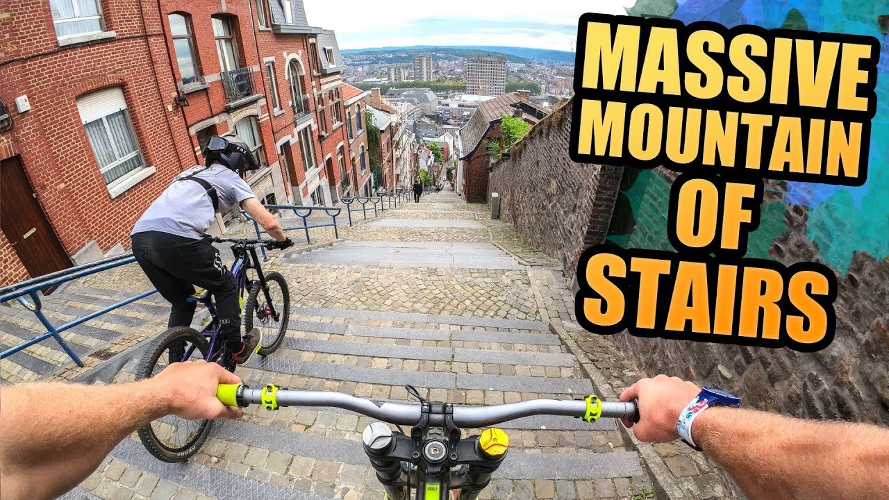 RIDING THE MASSIVE MOUNTAIN OF STAIRS - URBAN MTB DOWNHILL - YouTube