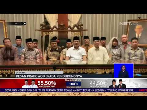 Pesan Prabowo Kepada Pendukungnya Pasca Pengumuman Pemilu NET12