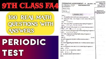 9th Class FA4 Mathematics Periodic Test Real Questions With Answers