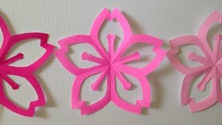 折り紙　桜の花　簡単な切り方 Origami sakura flower