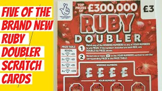 National lottery scratch cards. 5 of the new Ruby Doubler scratch card