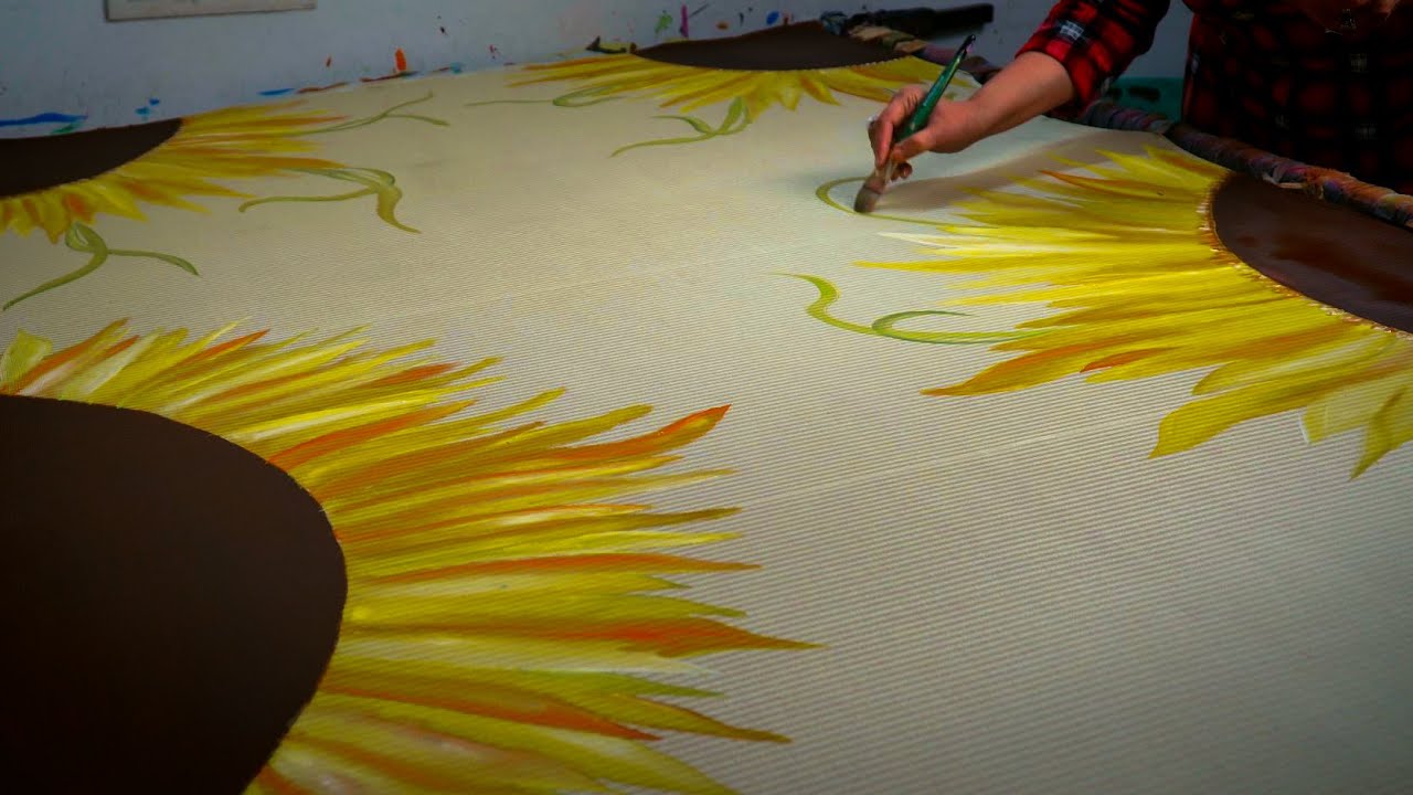 Making of Sunflower on Dupatta | Fabric Painting | Hand Painting