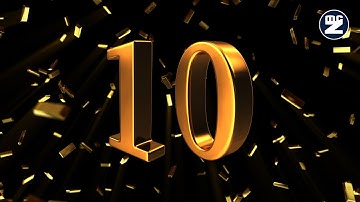 ⏳ 4K HD #Gold #Numbers 10 to 0 -  #Countdown From 10 to 0 - 10 秒倒數