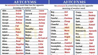 Opposite: Learn 120+ Common Opposites in English from A-Z | Antonyms List (Part I)